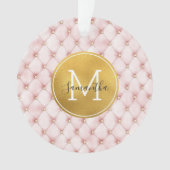Girly Pink Gold Watercolor Confetti Monogram Ornament (voorkant)