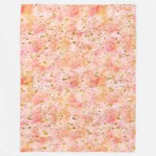 Girly Pink Gold Waterverf Confetti Spletters Fleece Deken
