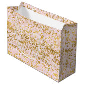 Girly Pink Gold White Confetti Groot Cadeauzakje (Voorkant Gekanteld)