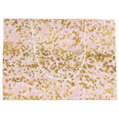 Girly Pink Gold White Confetti Groot Cadeauzakje (Achterkant)