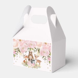 Girly Pink Gold Woodland Animals Birthday Party Bedankdoosjes