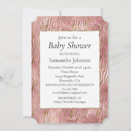 Girly Pink Gold Zebra Print Kaart