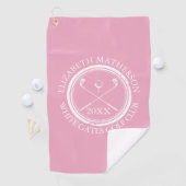  Girly Pink Golfer's Name Club Name and Date Golfhanddoek (Insitu)
