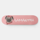 Girly Pink grappig schattig pug Persoonlijk Skateboard (Horizontaal)