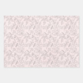 Girly Pink Gray Floral Pastel Inpakpapier Vel (Voorkant 2)