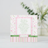 Girly Pink Green Flowers Hearts Birthday Kaart (Staand voorkant)