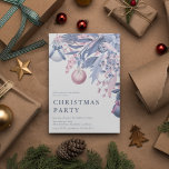 Girly Pink & Grey Winter Foliage kerstparty I Kaart<br><div class="desc">Nodig vrienden, familie of collega's uit om het seizoen te vieren met deze uitnodiging van deze kerkmeisjes voor kerst. Het ontwerp bevat de details van uw evenement in serif lettering, met waterverf winterbladeren, bessen, pinecones en bubbels. Pas deze elegante uitnodiging aan met uw evenement, zodat het perfect is voor kerstfeestjes,...</div>