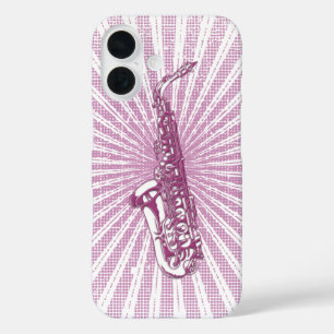 Girly Pink Grunge Saxophone iPhone 16 Hoesje