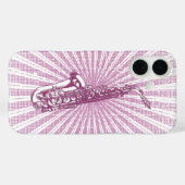 Girly Pink Grunge Saxophone Case-Mate iPhone Case (Achterkant (horizontaal))