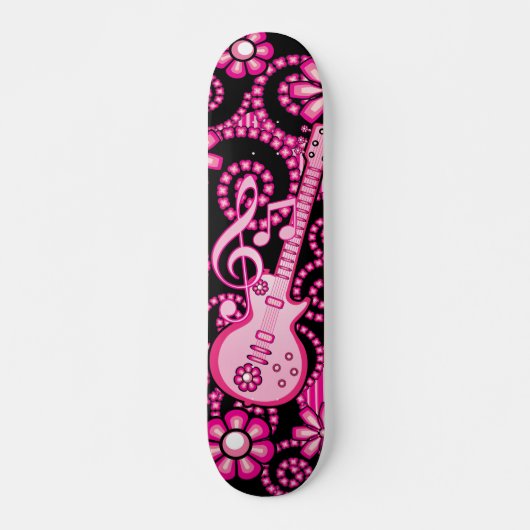 Girly Pink Guitar Skateboard (Voorkant)