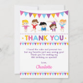 Girly Pink Gymnastics Birthday Gym Party Bedankkaart (Voorkant)