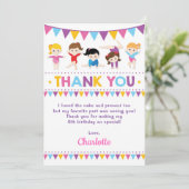 Girly Pink Gymnastics Birthday Gym Party Bedankkaart (Staand voorkant)