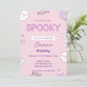 Girly Pink Halloween Kids verjaardagsuitnodiging Kaart (Staand voorkant)