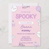 Girly Pink Halloween Kids verjaardagsuitnodiging Kaart (Voorkant)