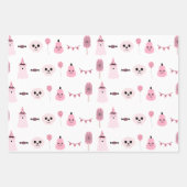 Girly Pink Halloween Monsters Childish Whimsical Inpakpapier Vel (Voorkant 3)