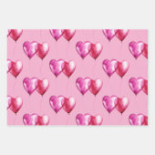 Girly Pink Heart Balloons Verjaardag Inpakpapier Vel (Voorkant)