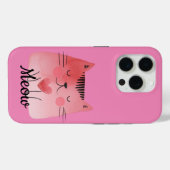 Girly Pink Heart Cat Case-Mate iPhone Case (Achterkant (horizontaal))