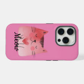 Girly Pink Heart Cat iPhone Hoesje (Achterkant horizontaal)