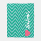Girly Pink Heart Cute Trendy Chevrons and Name Fleece Deken (Voorkant)