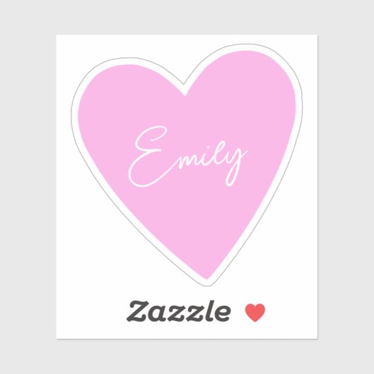 Girly Pink Heart Sticker met naam (Vel)