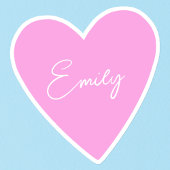 Girly Pink Heart Sticker met naam