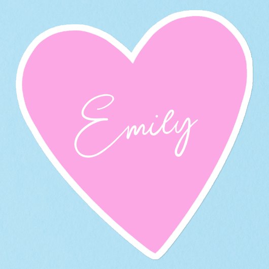 Girly Pink Heart Sticker met naam
