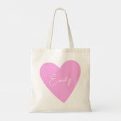 Girly Pink Heart Tas met naam (Achterkant)