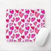 Girly Pink Hearts Schattigee romantische Valentijn Muismat (Met muis)