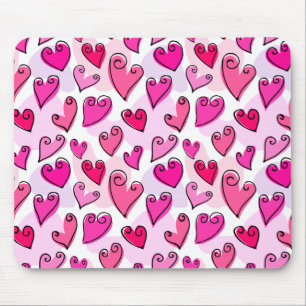Girly Pink Hearts Schattigee romantische Valentijn Muismat