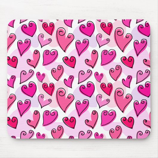 Girly Pink Hearts Schattigee romantische Valentijn Muismat (Voorkant)