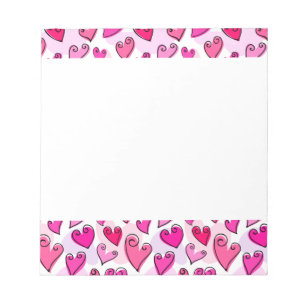 Girly Pink Hearts Schattigee romantische Valentijn Notitieblok