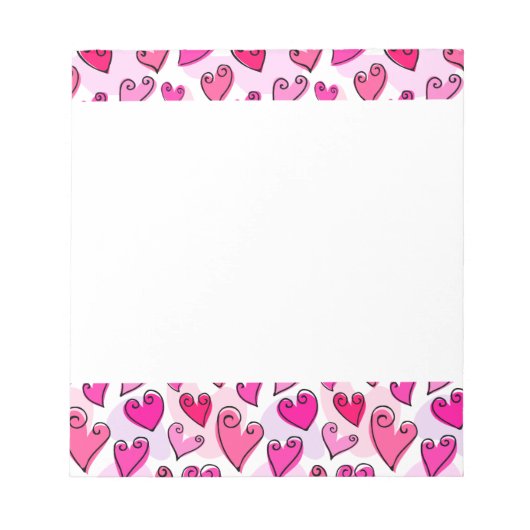 Girly Pink Hearts Schattigee romantische Valentijn Notitieblok (Voorkant)
