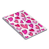 Girly Pink Hearts Schattigee romantische Valentijn Notitieboek (Rechterzijde)