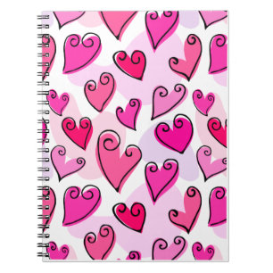 Girly Pink Hearts Schattigee romantische Valentijn Notitieboek