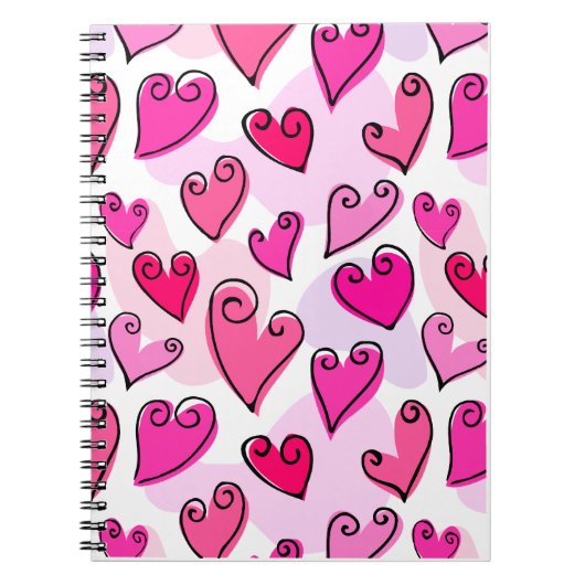 Girly Pink Hearts Schattigee romantische Valentijn Notitieboek (Voorkant)