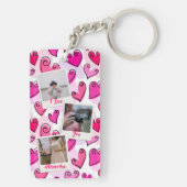 Girly Pink Hearts Schattigee romantische Valentijn Sleutelhanger (achterkant)