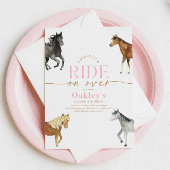 Girly Pink Horse Verjaardag Uitnodiging