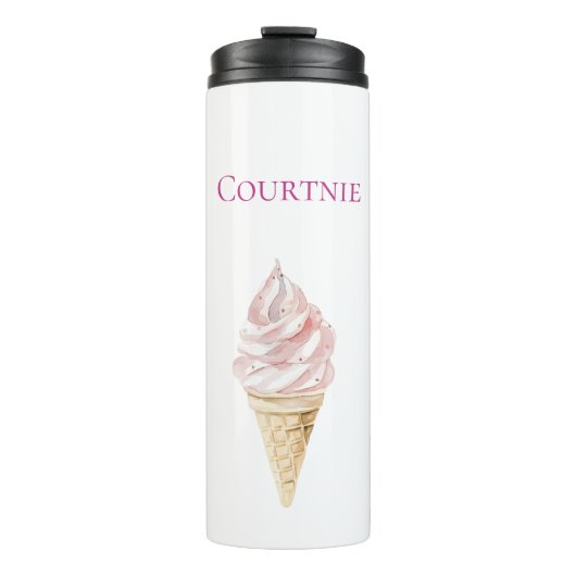 Girly Pink Ice Cream Cone Thermosbeker (Voorkant)