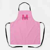 Girly Pink Initiaal naam Monogram Schort (Voorkant)
