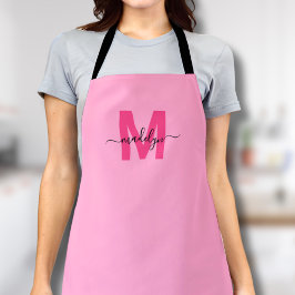 Girly Pink Initiaal naam Monogram Schort