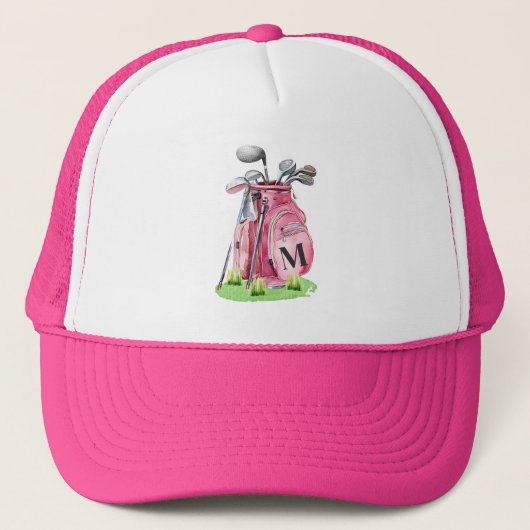 Girly Pink Initial Monogram Trucker Pet (Voorkant)
