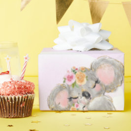 Girly Pink Koala Baby & mam Wrapping Paper Cadeaupapier