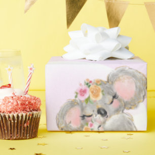 Girly Pink Koala Baby & mam Wrapping Paper Cadeaupapier