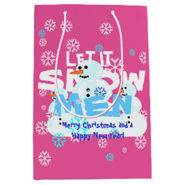Girly Pink laat Mannen sneeuwen met kerst Medium Cadeauzakje