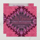 Girly Pink Lace Special Event Party Uitnodiging (Voorkant / Achterkant)