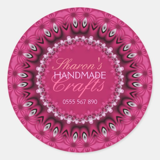 Girly Pink Lacy Handmade Crafts Product Sticker (Voorkant)