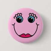 Girly Pink Lady Emoji Face Ronde Button 5,7 Cm (Voorkant)