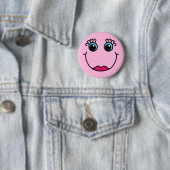 Girly Pink Lady Emoji Face Ronde Button 5,7 Cm (In situ)