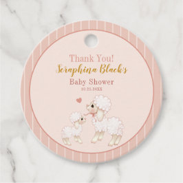 Girly Pink Lamb Baby shower Dank je wel Bedankjes Labels