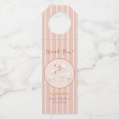 Girly Pink Lamb Baby shower Dank je wel Flessenhanger (Voorkant)